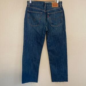 Levi's Low Pro Straight Leg Jeans Womens Size 28 Raw Hem Medium Wash Low Rise